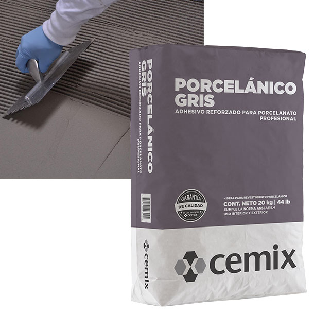[30166] CEMIX PEGA PORCELÁNICO GRIS, SACO DE 20 KG