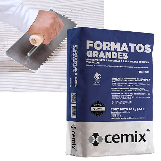[32305] CEMIX GRANDES FORMATOS PORCELÁNICO, SACO DE 20 KG
